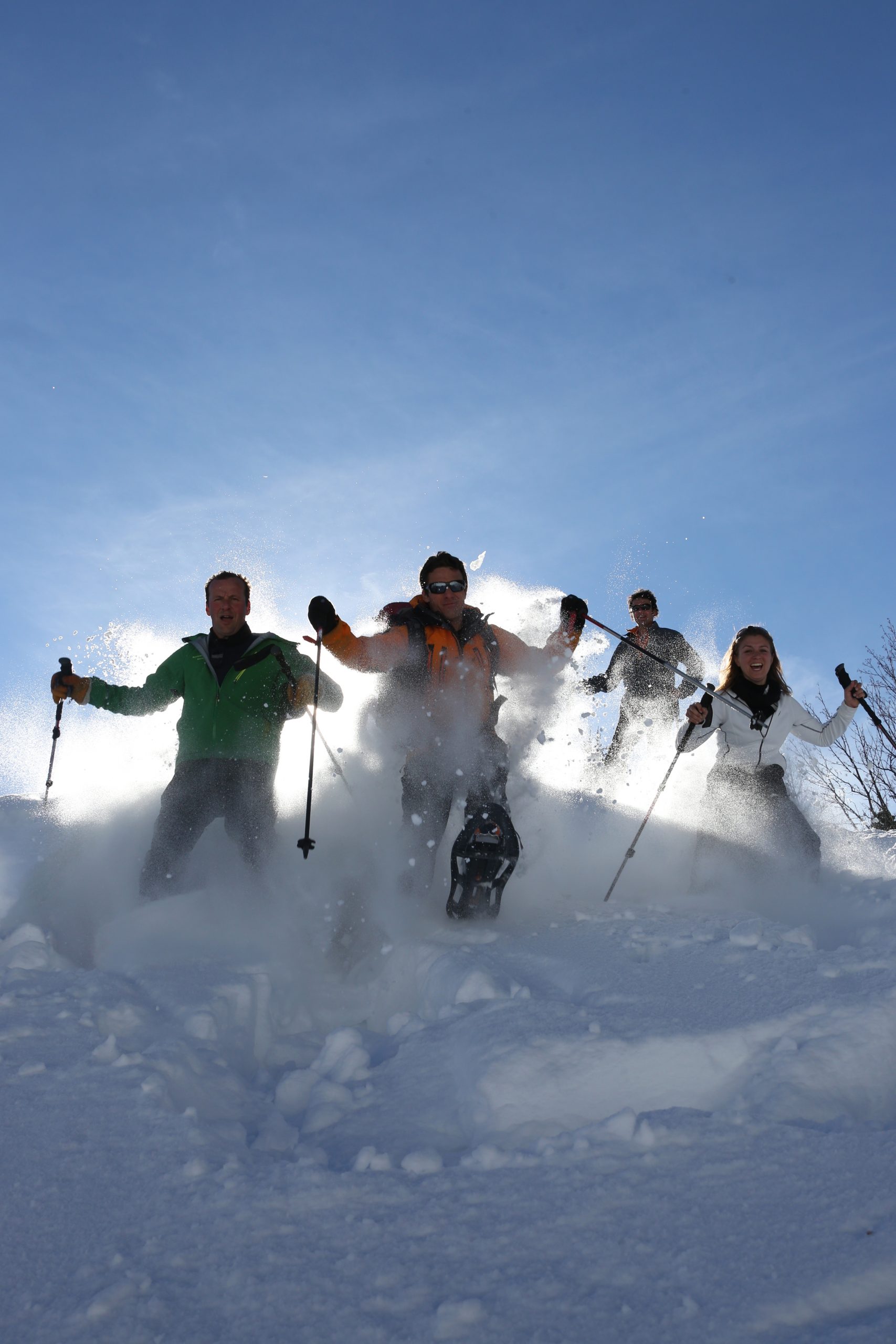 descente ouf raquette à neige sportive guidée à courchevel